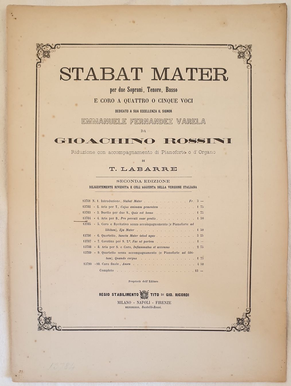 STABAT MATER PER DUE SOPRANI TENORE BASSO E CORO A …