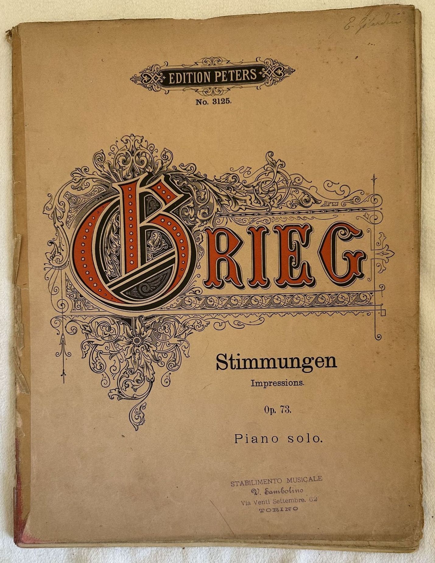 STIMMUNGEN SIEBEN KLAVIERSTUCKE EDVARD GRIEG OP. 73