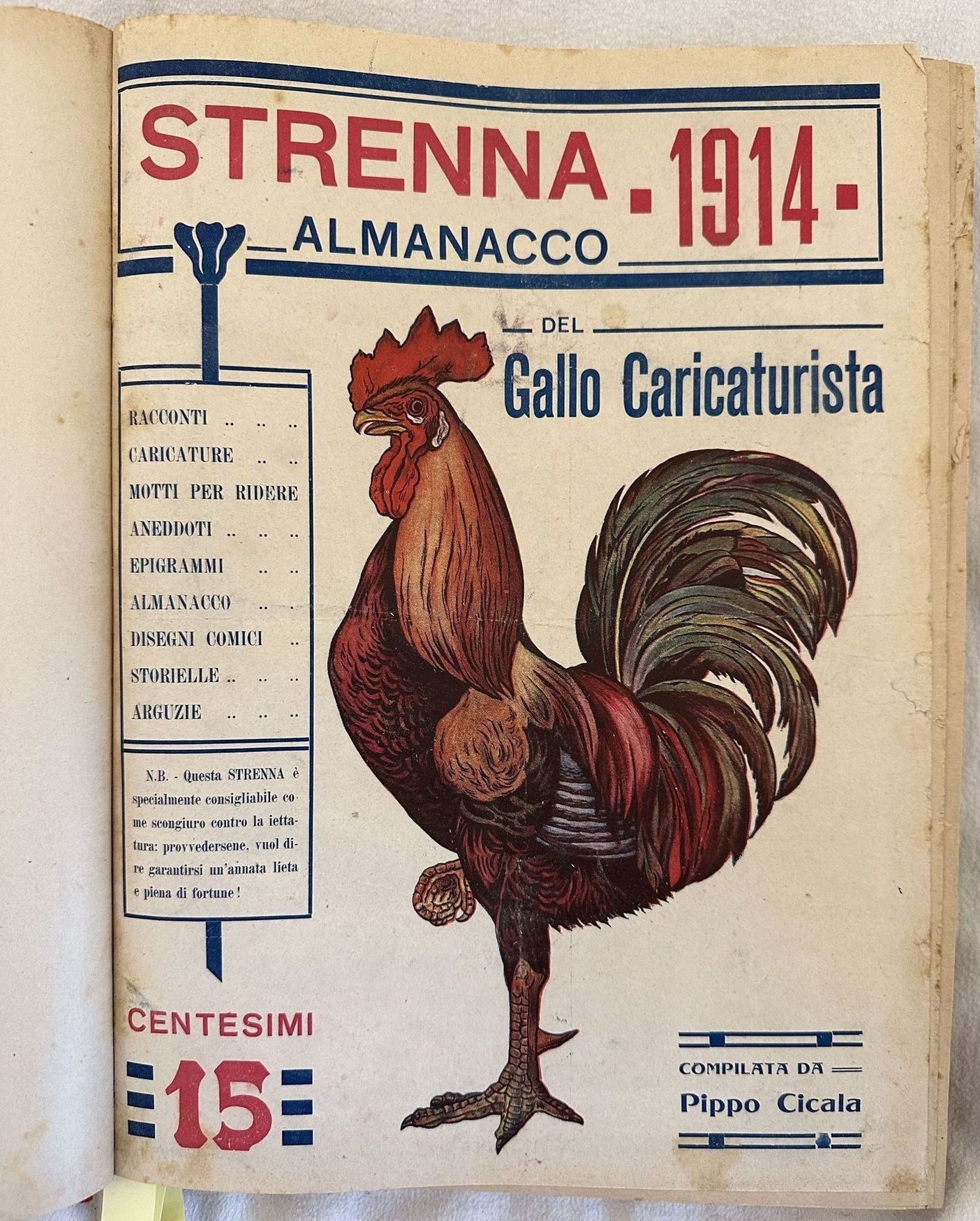 STRENNA 1914 ALMANACCO DEL GALLO CARICATURISTA COMPILATA DA PIPPO CICALA