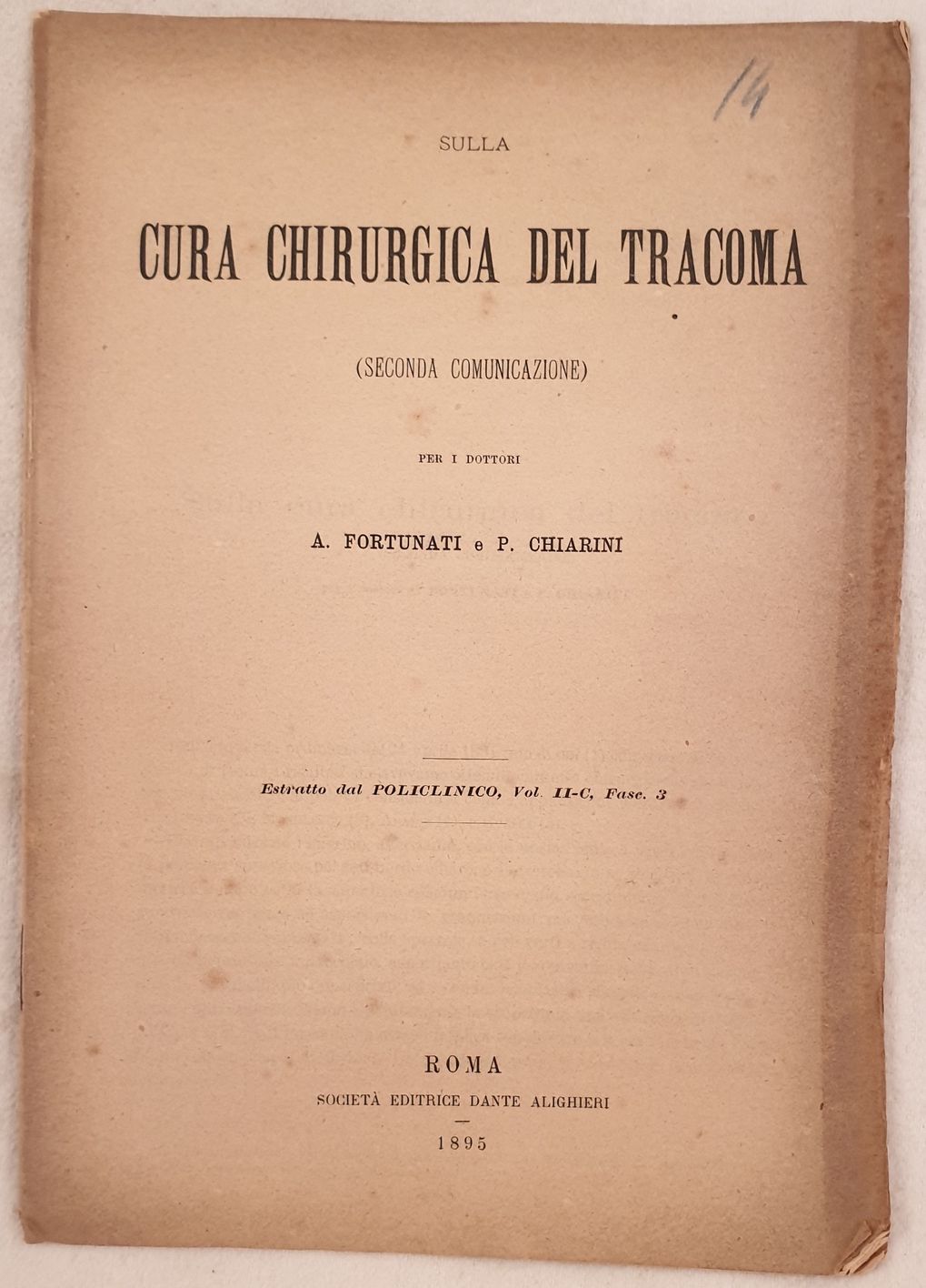 SULLA CURA CHIRURGICA DEL TRACOMA (SECONDA COMUNICAZIONE)