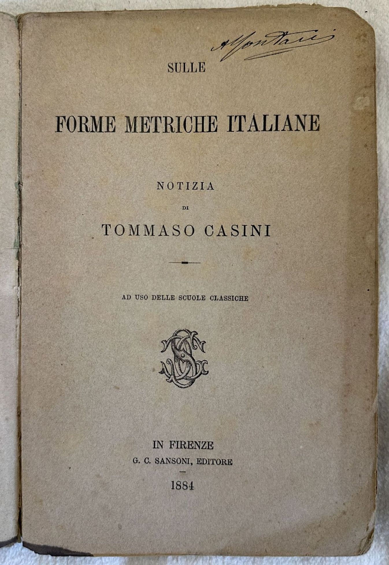 SULLE FORME METRICHE ITALIANE
