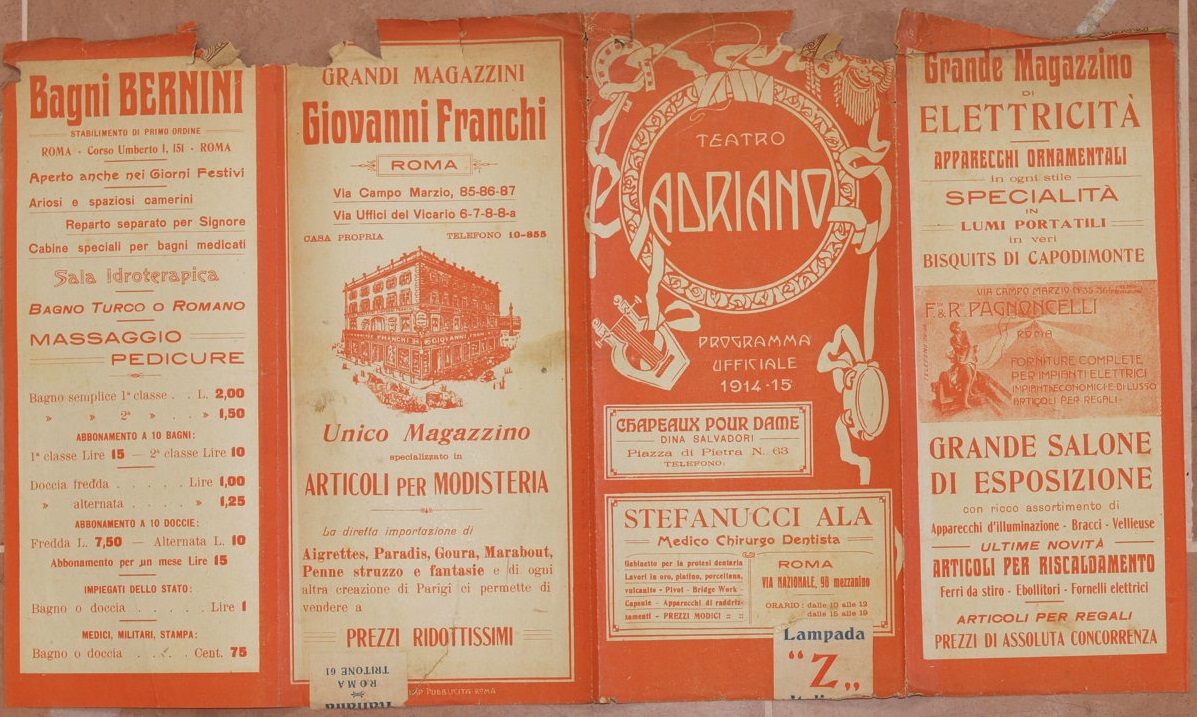 TEATRO ADRIANO PROGRAMMA UFFICIALE 1914-15