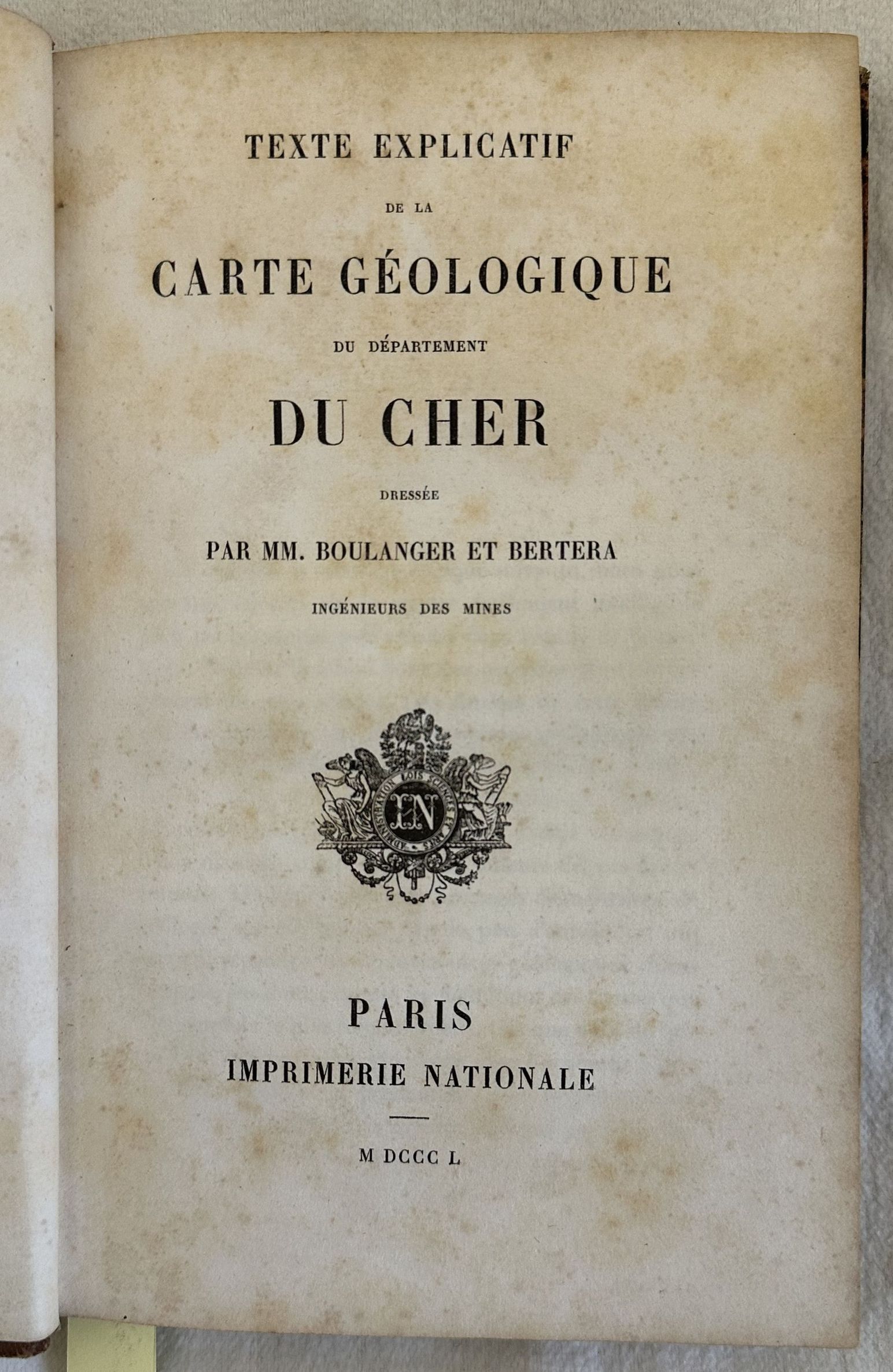 TEXTE EXPLICATIF DE LA CARTE GEOLOGIQUE DU DEPARTEMENT DU CHER