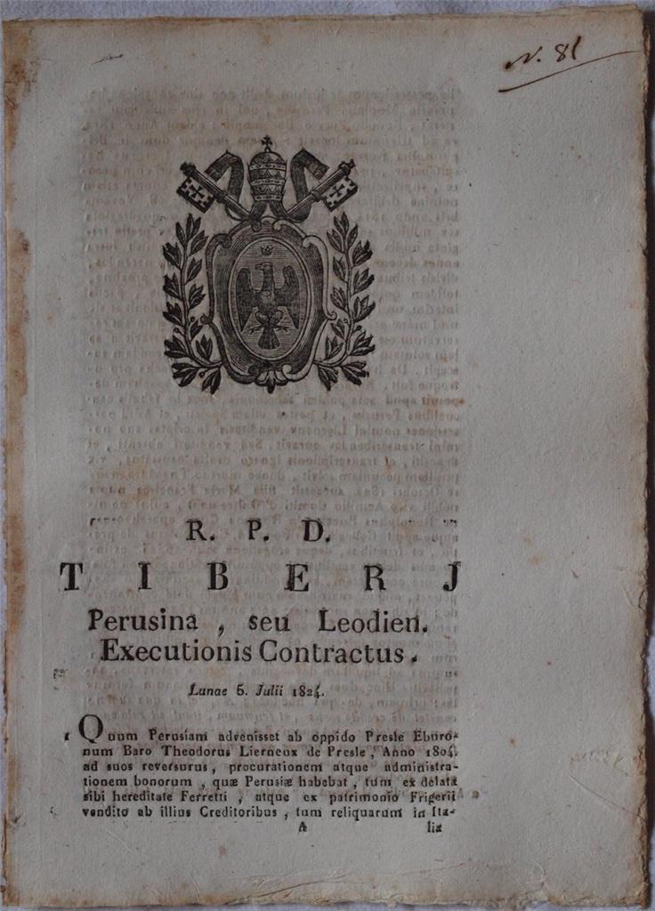 TIBERJ PERUSINA, SEU LEODIEN EXECUTIONIS CONTRACTUS LUNOE 5 JULII 1824