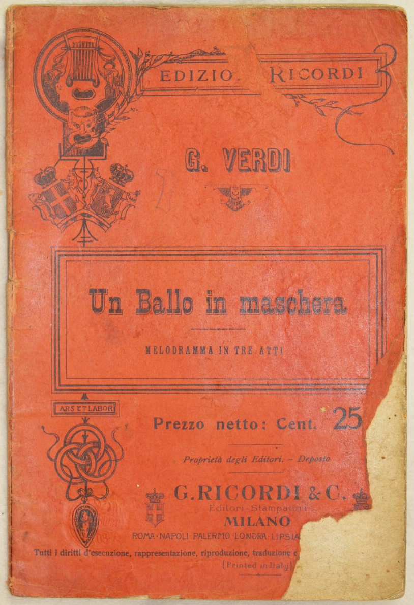 UN BALLO IN MASCHERA MELODRAMMA IN TRE ATTI MUSICA DI …