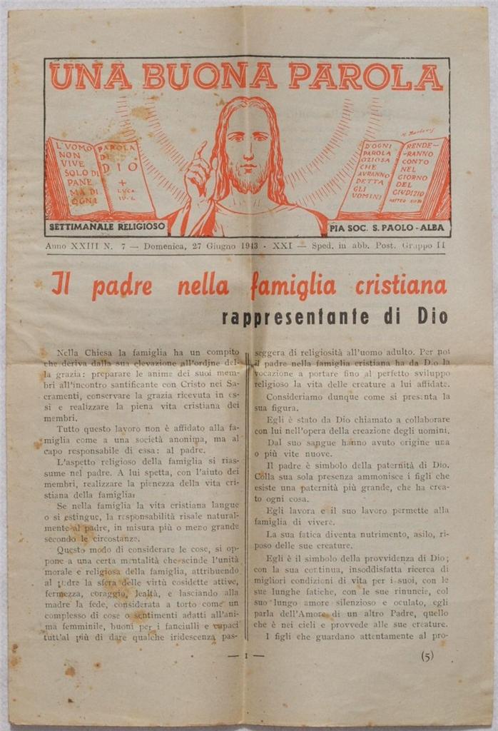UNA BUONA PAROLA ANNO XXIII N. 7 - DOMENICA 27 …
