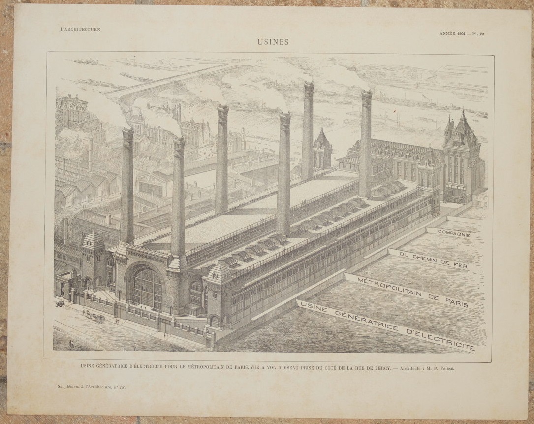 USINE GENERATRICE D'ELECTRICITE POUR LE METROPOLITAIN DE PARIS VUE A …