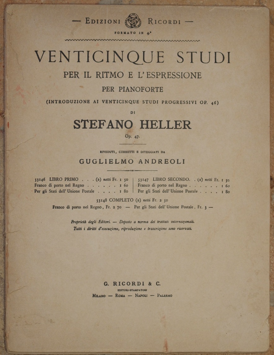 VENTICINQUE STUDI PER IL RITMO E L'ESPRESSIONE PER PIANOFORTE