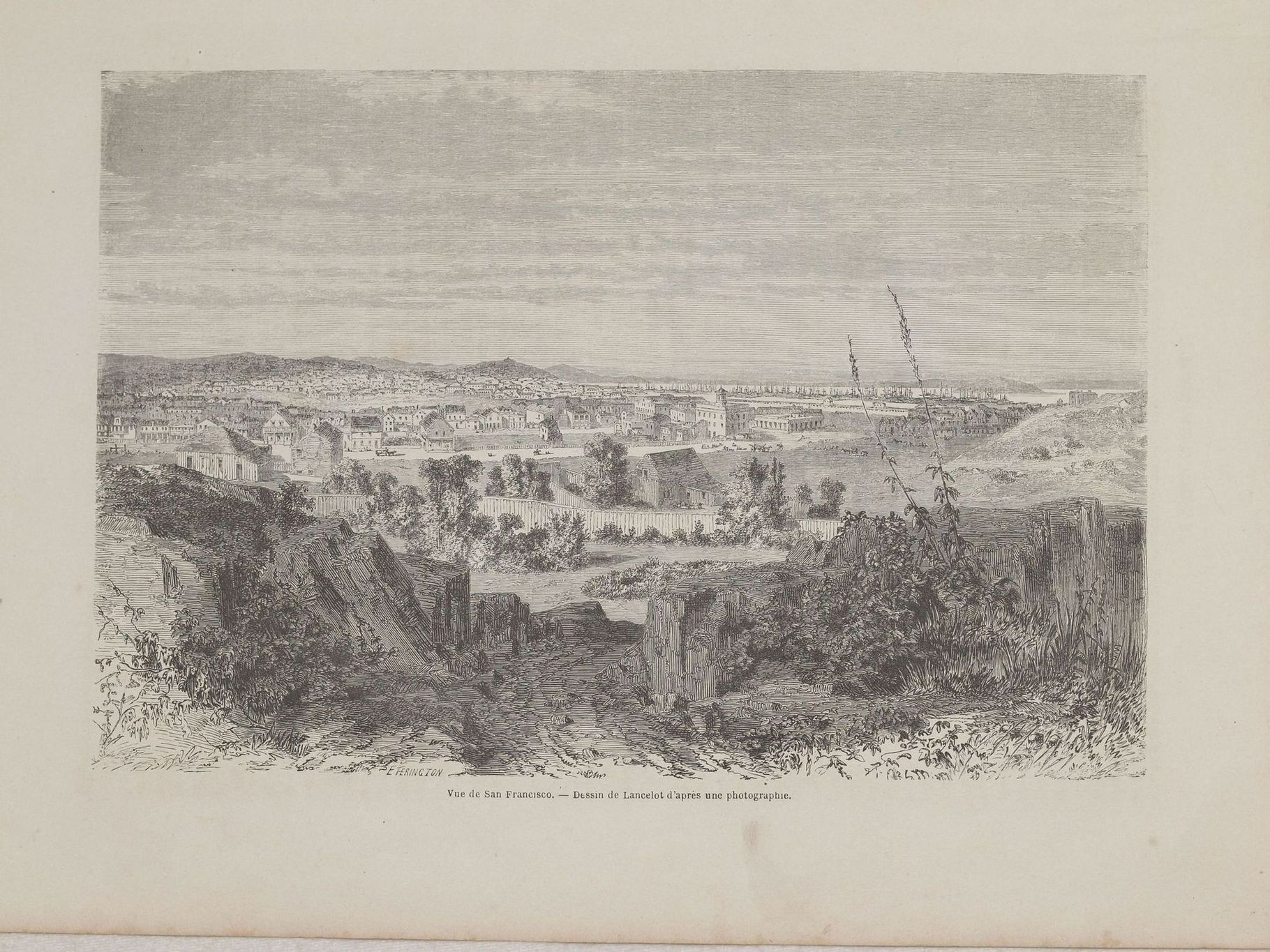 VUE DE SAN FRANCISCO DESSIN DE LANCELOT D’APRES UNE PHOTOGRAPHIE