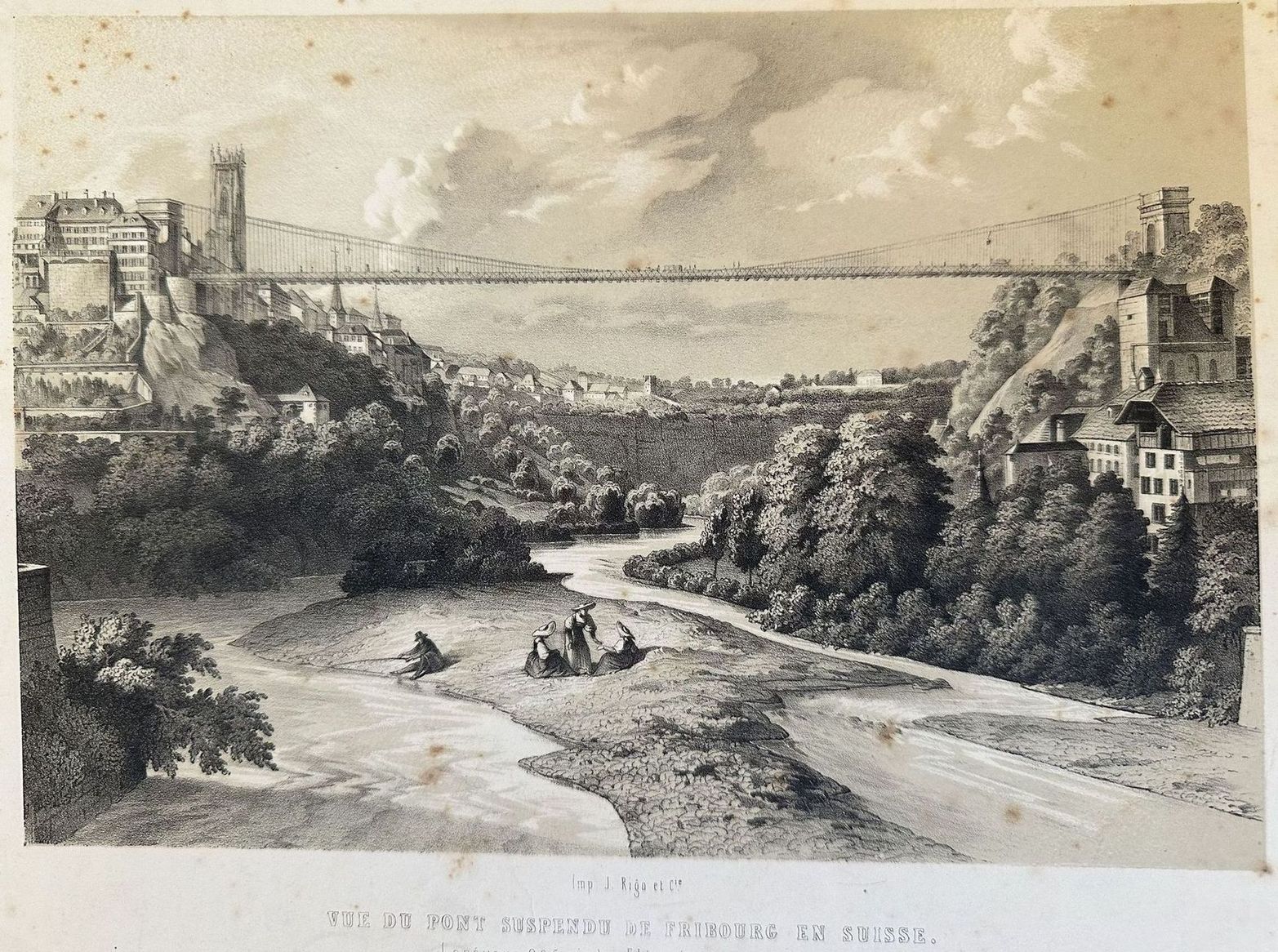 VUE DU PONT SUSPENDU DE FRIBOURG EN SUISSE LONGUEUR 905 …