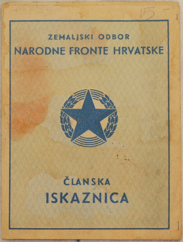 ZEMALJSKI ODBOR NARODNE FRONTE HRVATSKE CLANSKA ISKAZNICA 1947