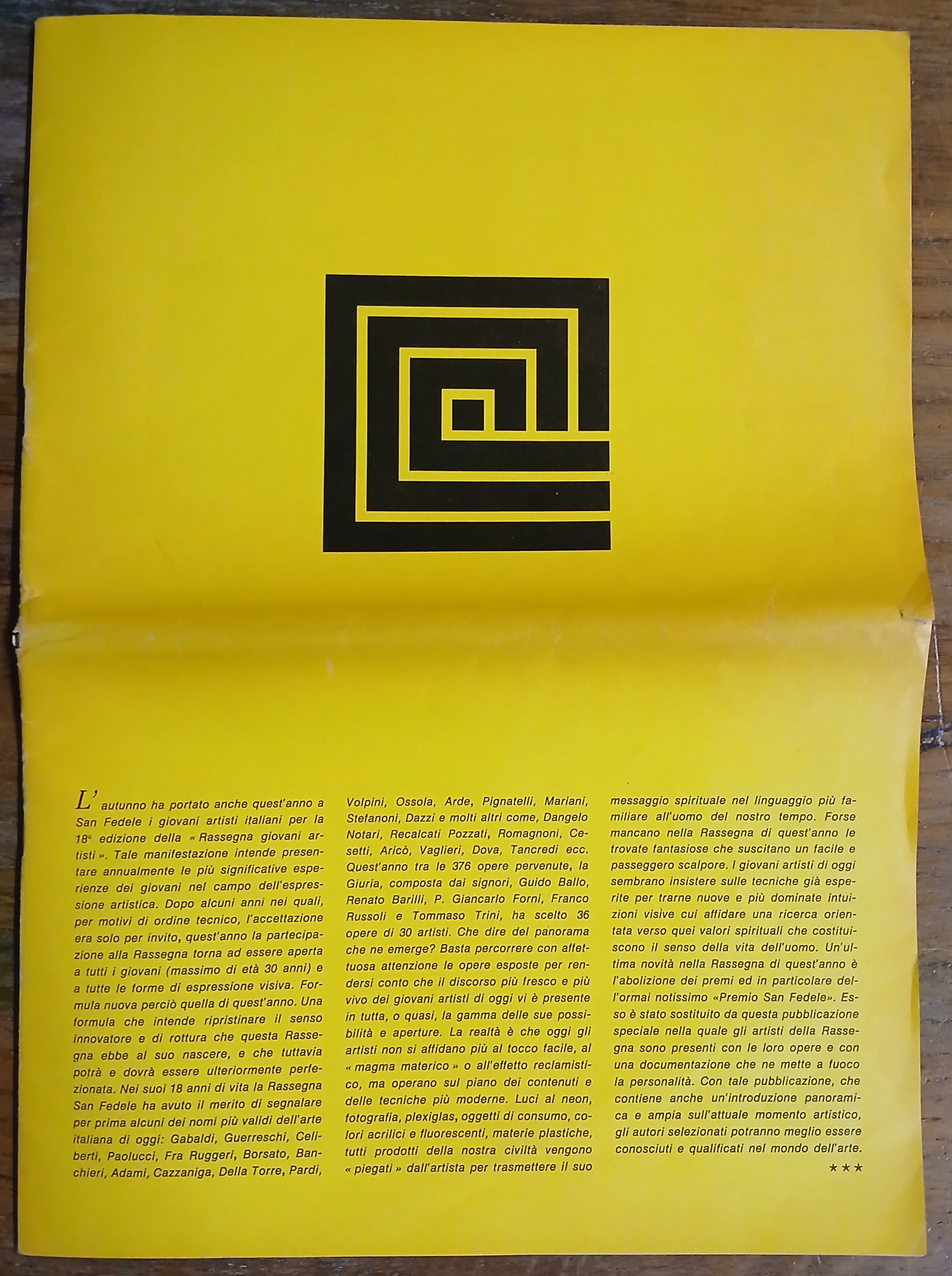 Giovani Artisti alla Rassegna San Fedele 1969.