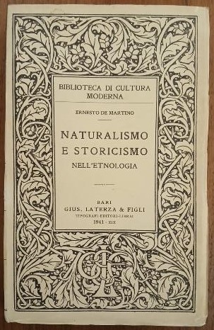 Naturalismo e storicismo nell'etnologia.