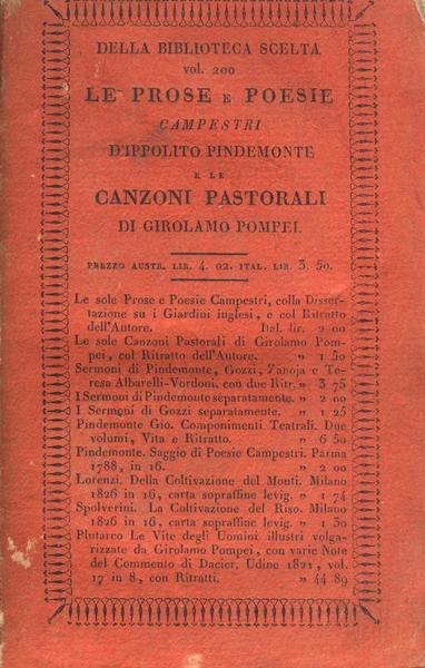 LE PROSE E LE POESIE CAMPESTRI D'IPPOLITO PINDEMONTE e LE …