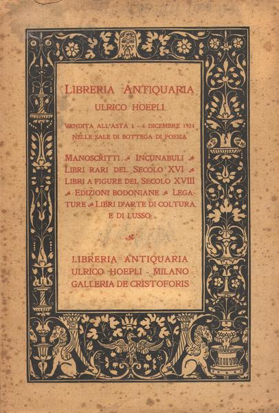 LIBRERIA ANTIQUARIA ULRICO HOEPLI, 1924