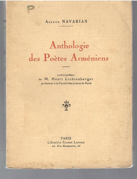 Anthologie des Poètes Arméniens