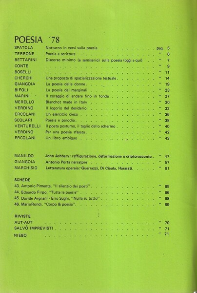 Poesia '78 Rivista Quadrimestrale Dicembre 1978 N. 6