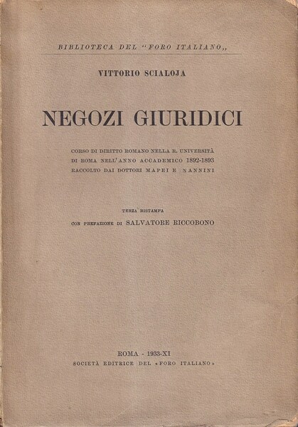 Negozi giuridici. Corso di diritto romano nella R. Università di …