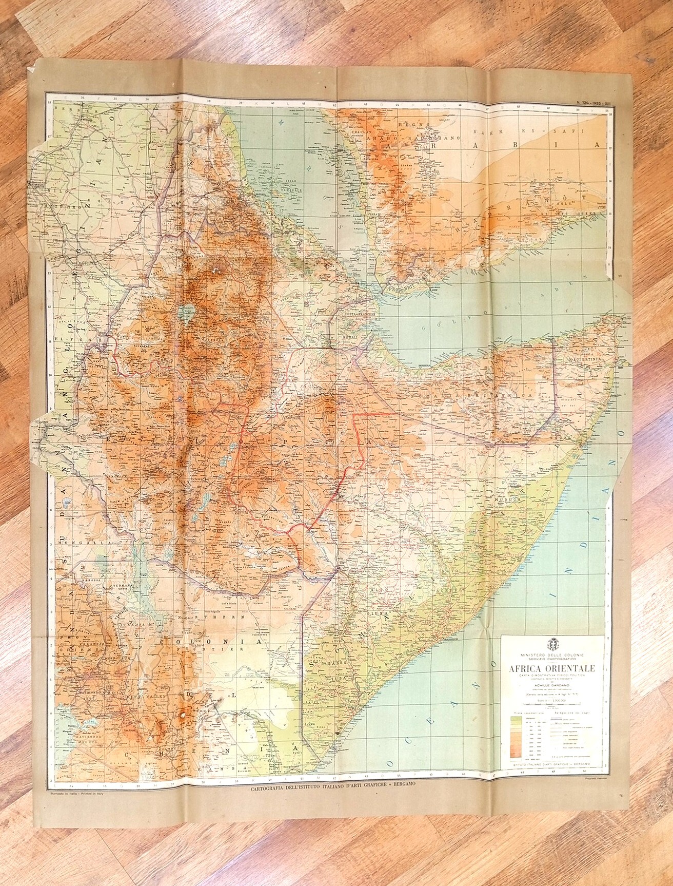 Africa Orientale. Carta dimostrativa fisico-politica [scala 1 : 2.000.000]