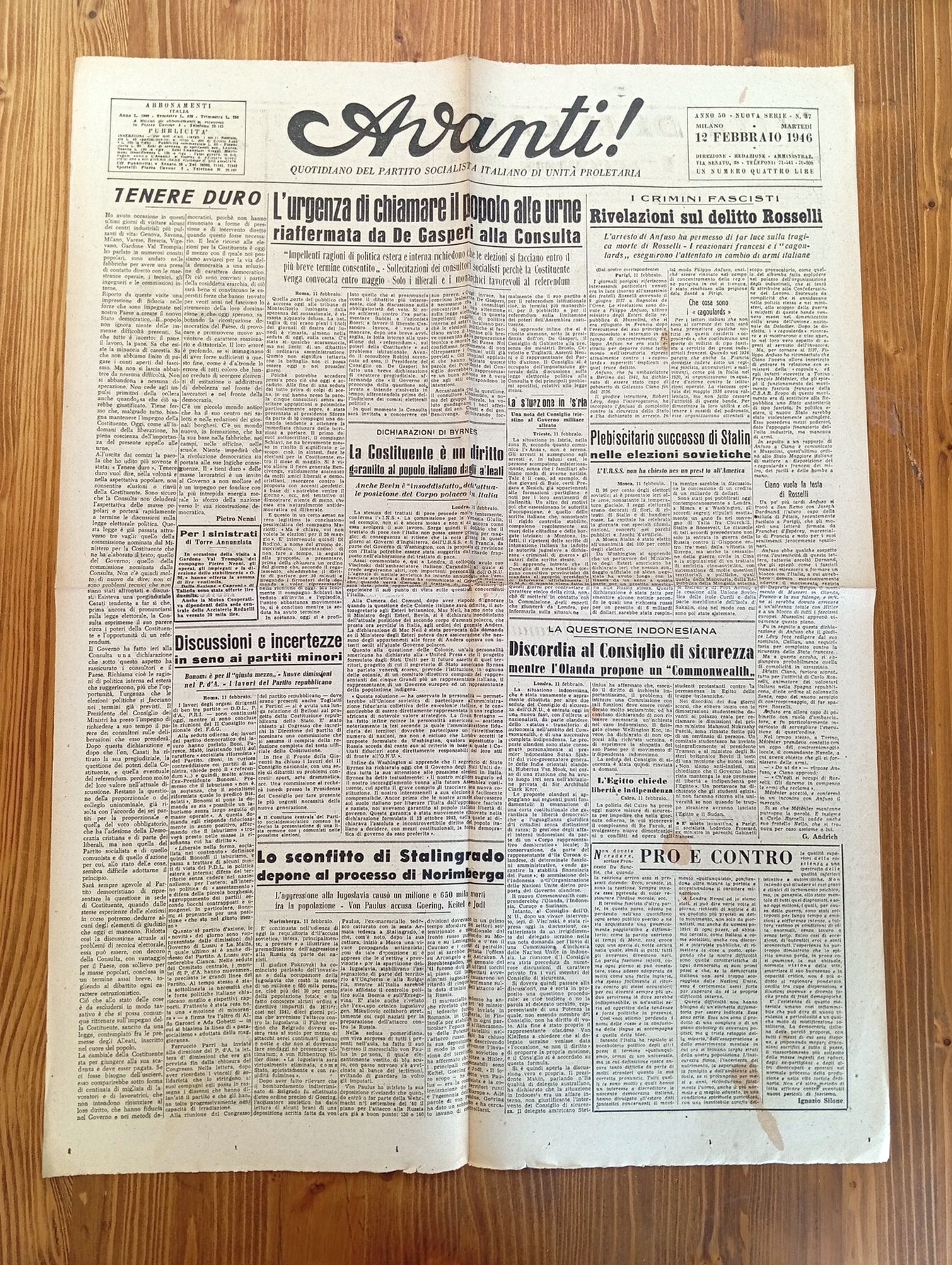 Avanti! Quotidiano del Partito Socialista Italiano di unità proletaria - …