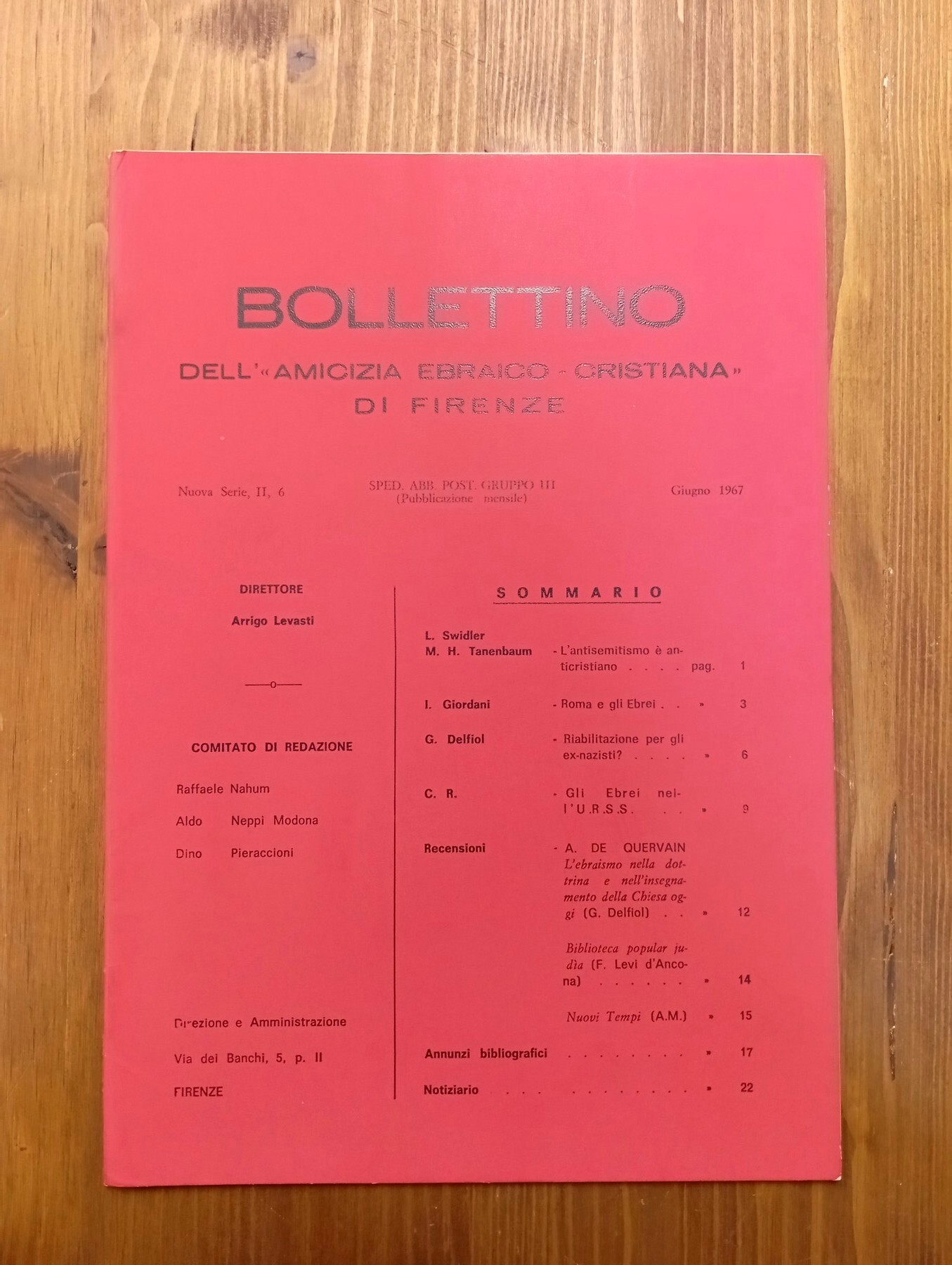 Bollettino dell'Amicizia ebraico-cristiana di Firenze - Nuova Serie, II, 6, …