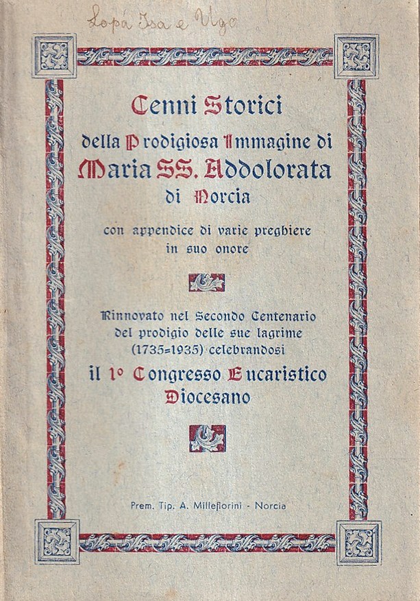 Cenni storici della prodigiosa immagine di Masa SS. Addolorata di …