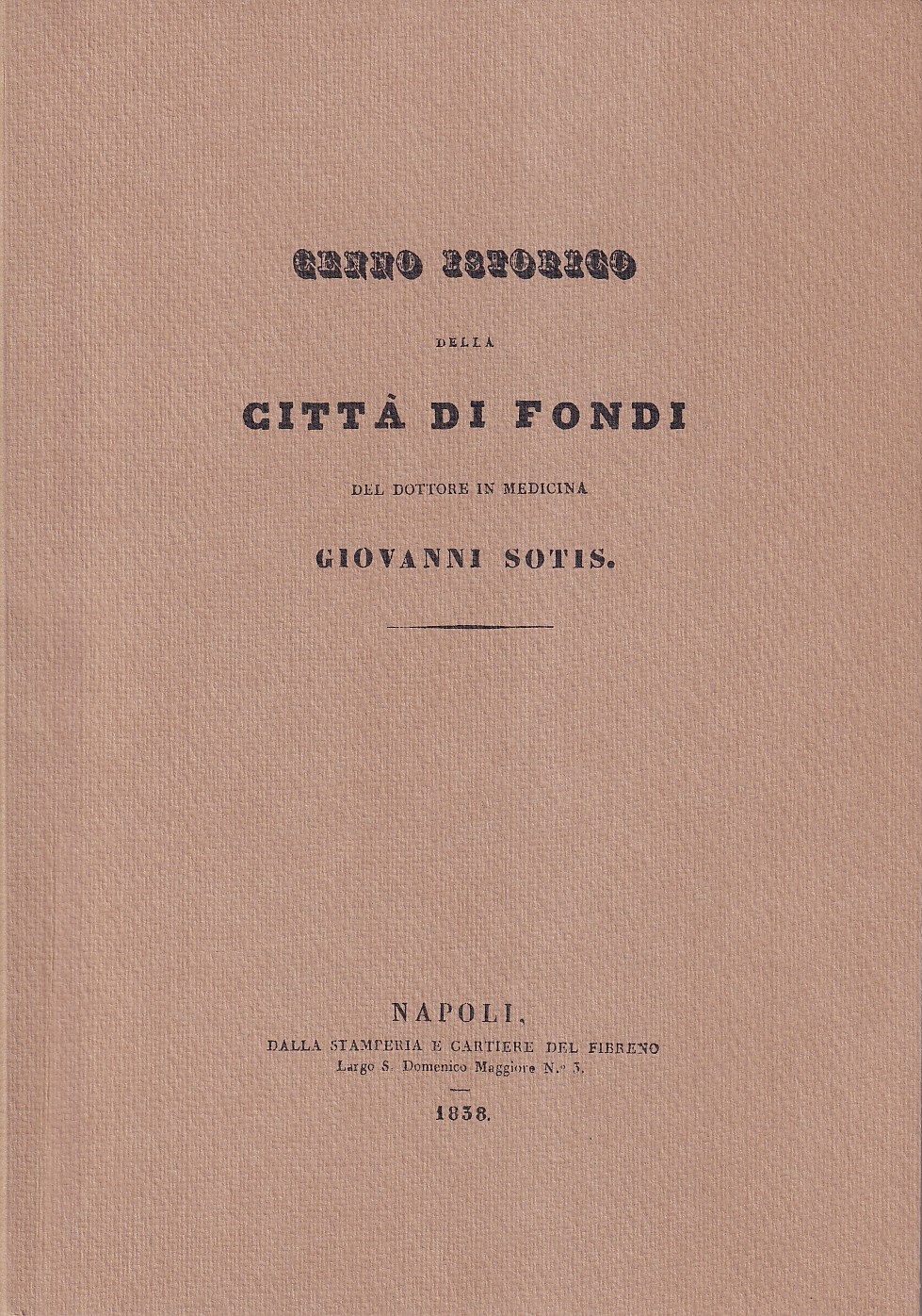 Cenno istorico della Città di Fondi