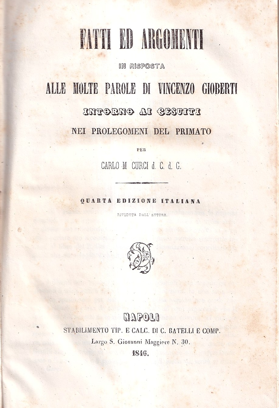 Fatti ed argomenti in risposta alle molte parole di Vincenzo …