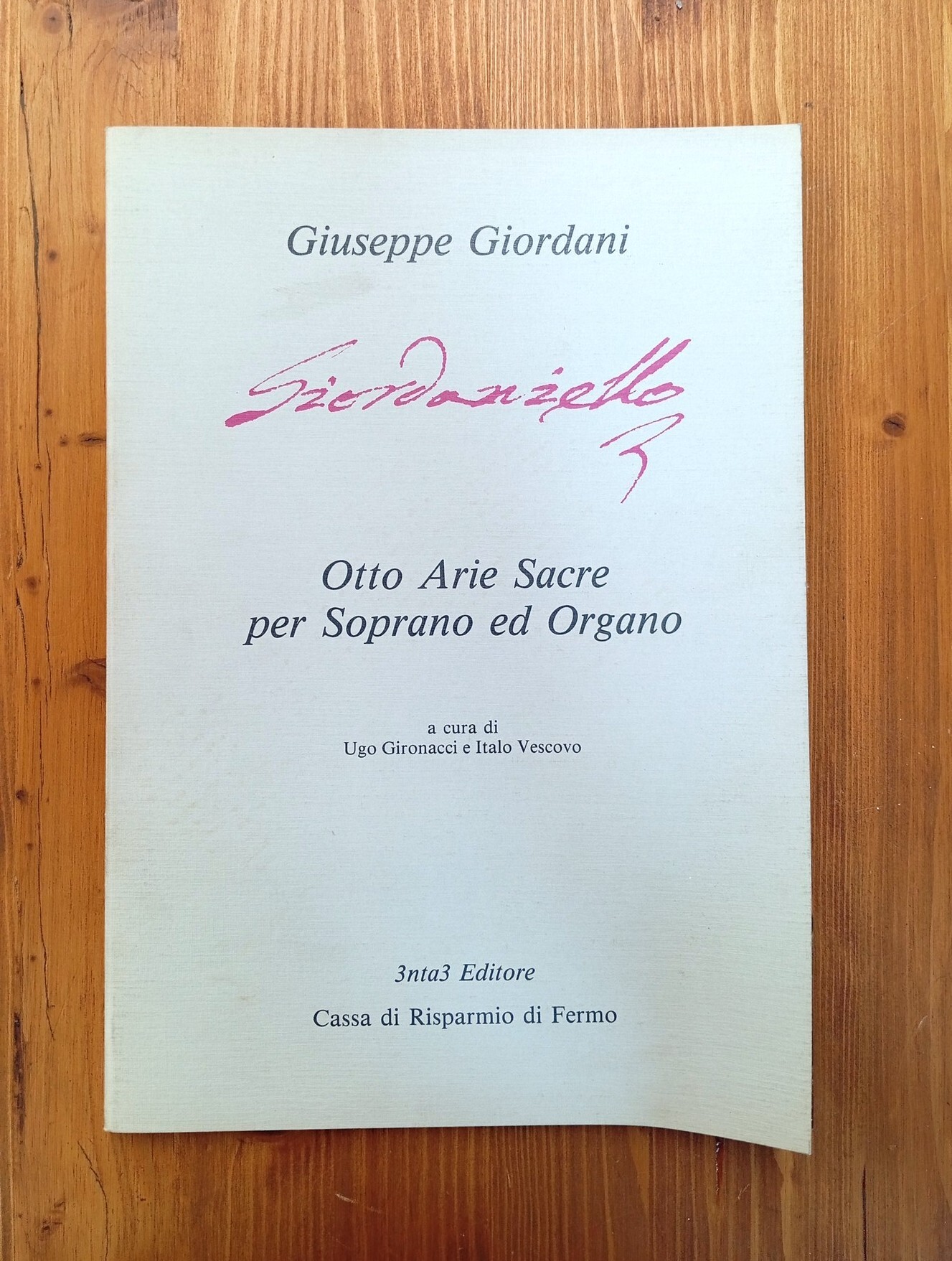 Giuseppe Giordani. Otto arie sacre per soprano ed organo