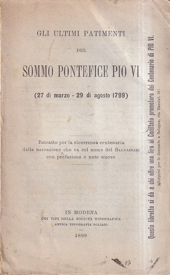 Gli ultimi patimenti del Sommo Pontefice Pio VI (27 di …
