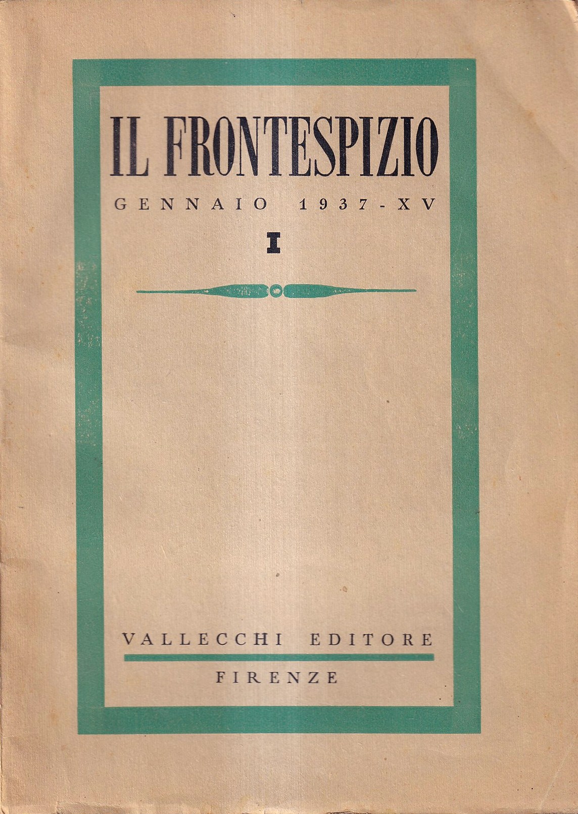 Il Frontespizio Gennaio 1937 N. 1