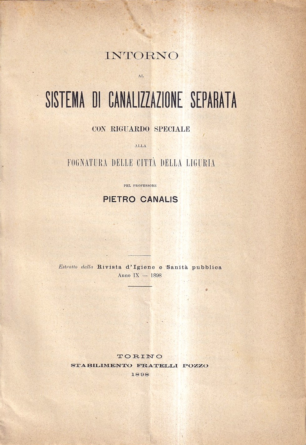 Intorno al sistema di canalizzazione separata con riguardo speciale alla …