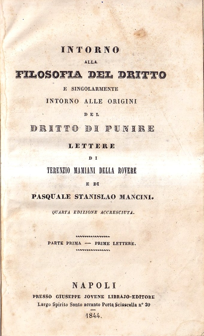 Intorno alla filosofia del dritto e singolarmente intorno alle origini …