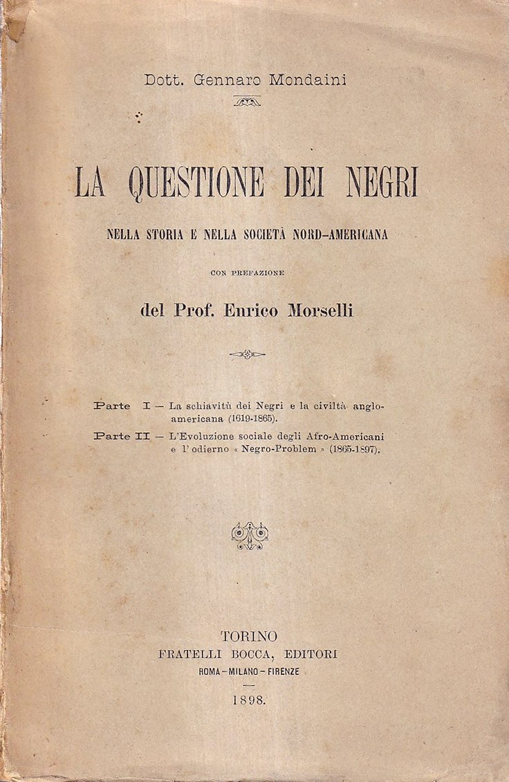 La questione dei Negri nella storia e nella società nord-americana