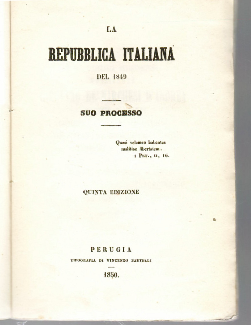 La Repubblica Italiana del 1849. Suo Processo