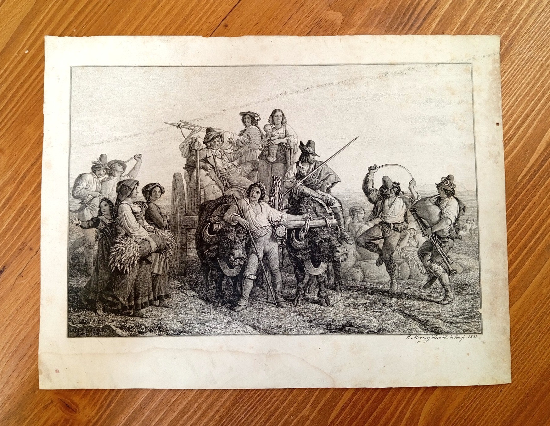 Les moissonneurs dans les Marais Pontins. Mietitura [incisione]