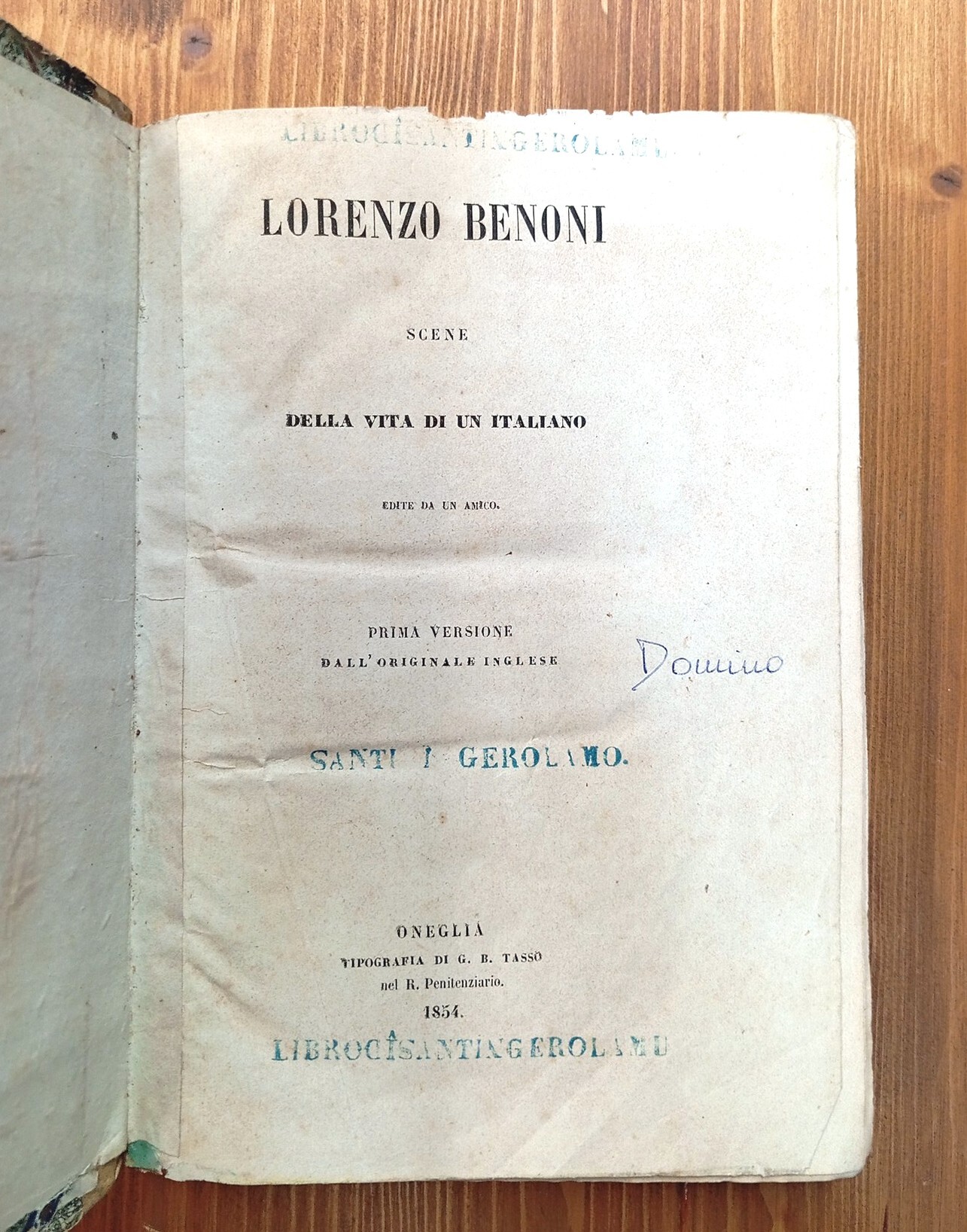 Lorenzo Benoni. Scene della vita di un italiano edite da …