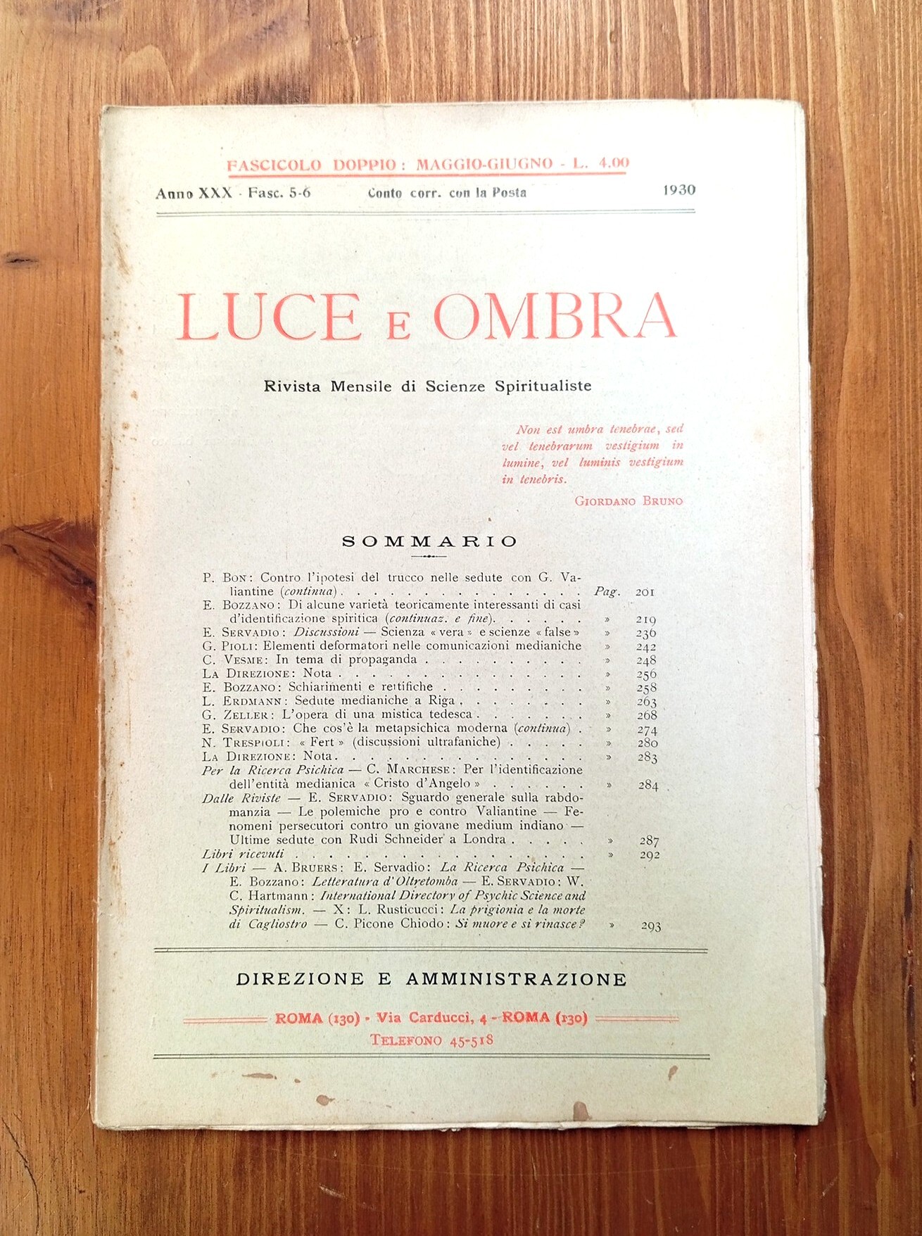 Luce e Ombra. Rivista mensile di scienze spiritualiste - anno …