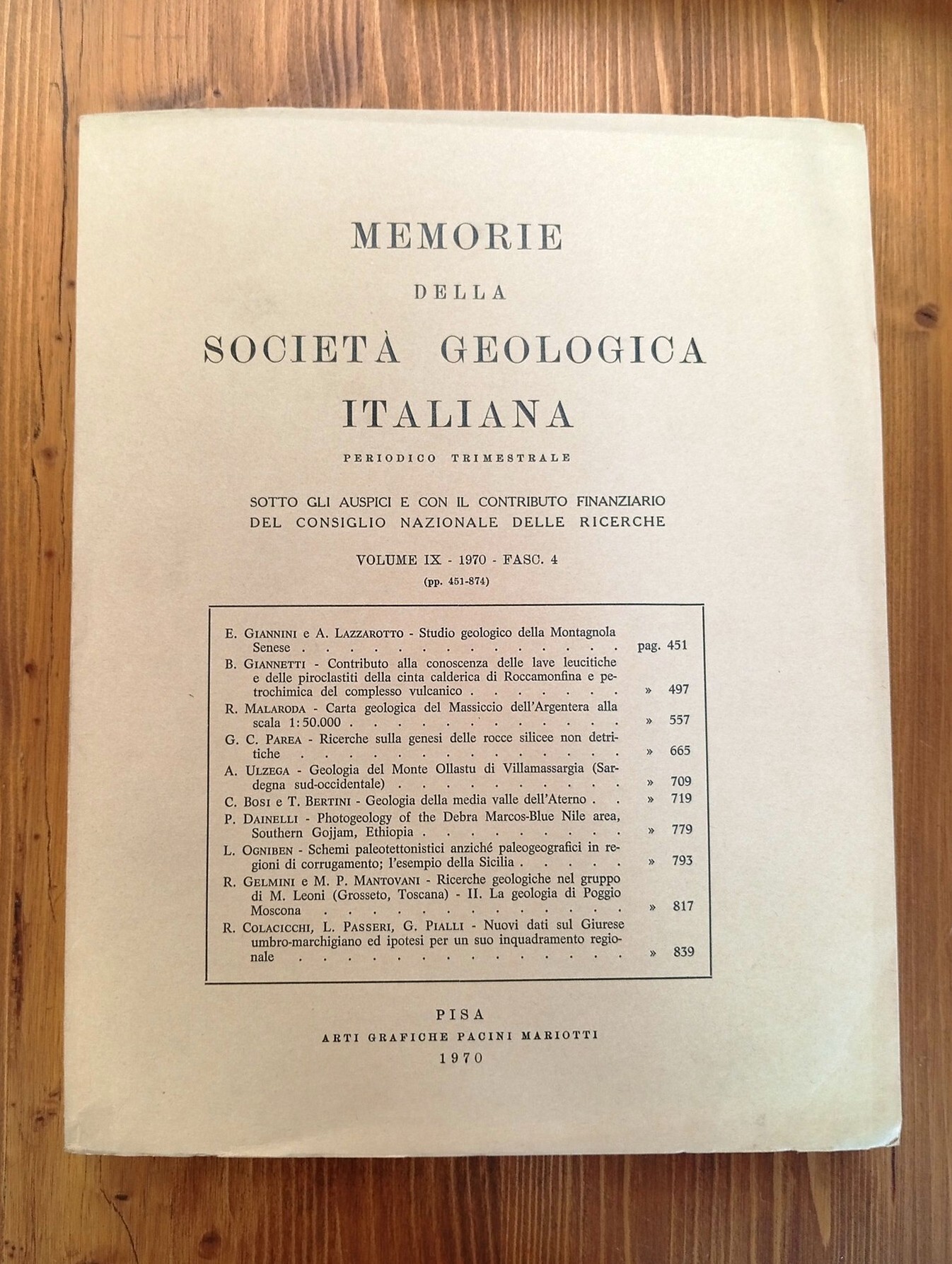 Memorie della Società Geologica Italiana. Volume IX, fascicolo 4
