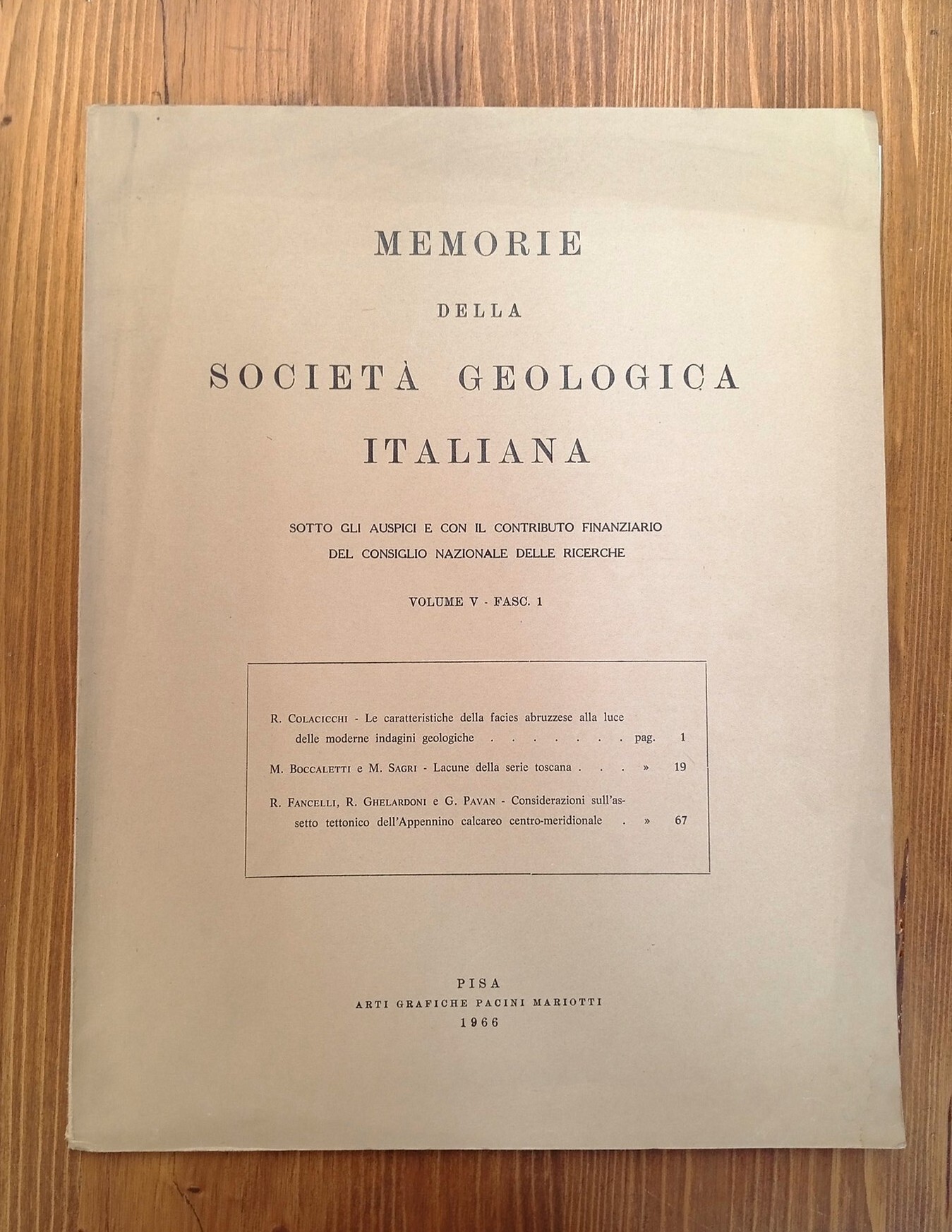 Memorie della Società Geologica Italiana. Volume V, fascicolo 1