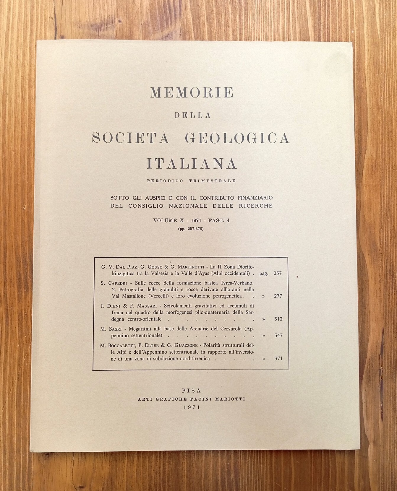Memorie della Società Geologica Italiana. Volume X, fascicolo 4