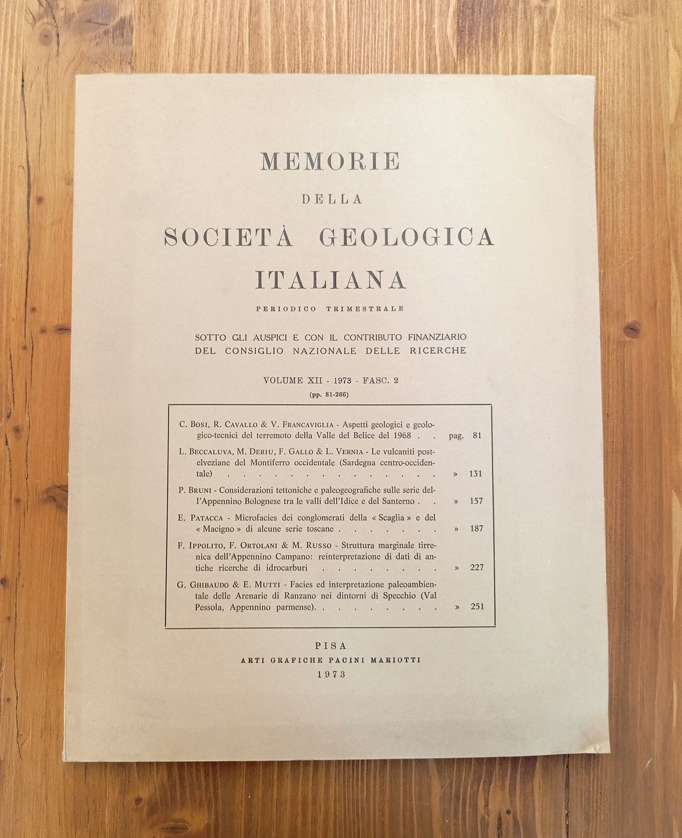 Memorie della Società Geologica Italiana. Volume XII, fascicolo 2