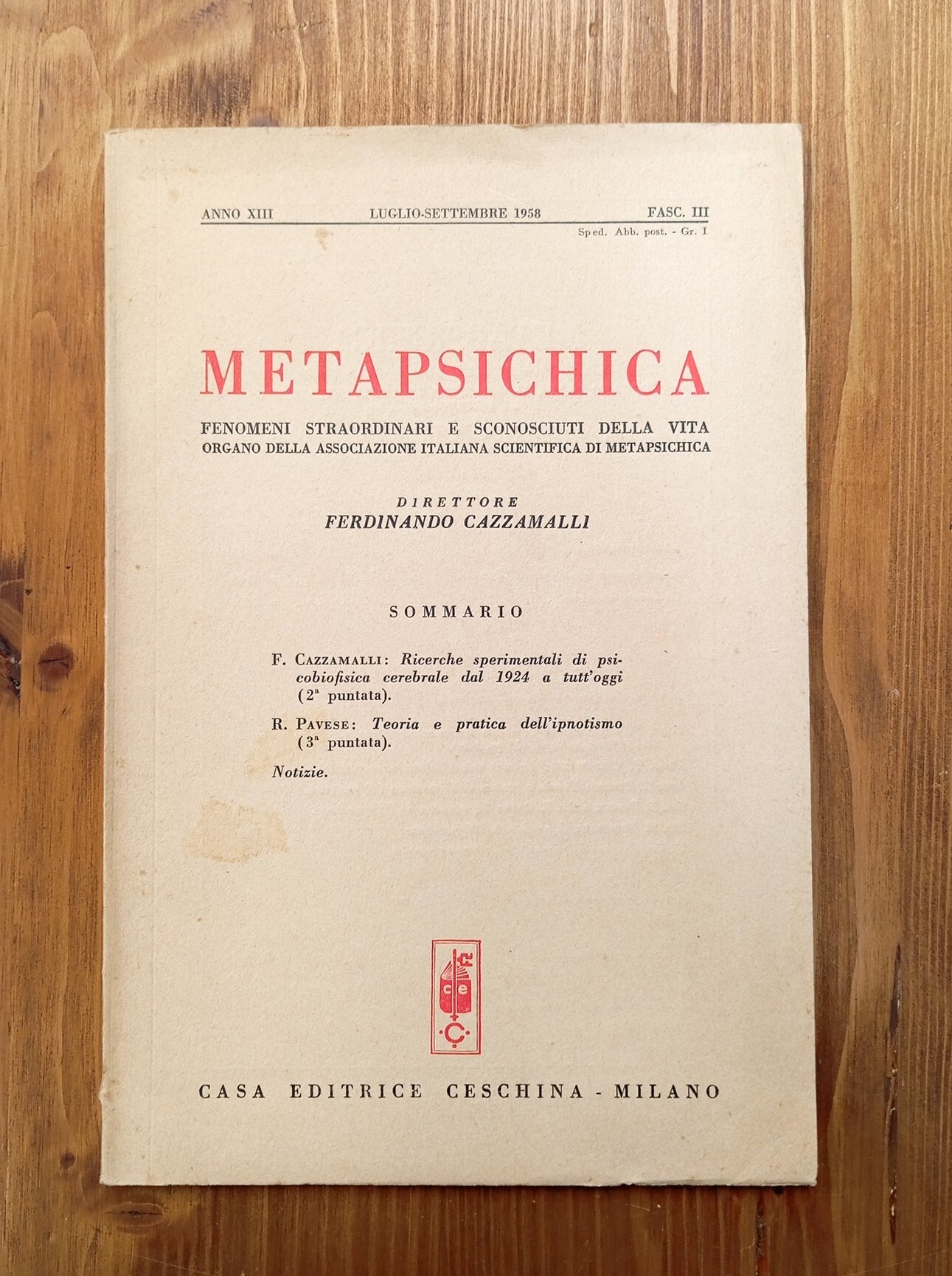 METAPSICHICA - anno XIII, fasc. III, luglio-settembre 1958