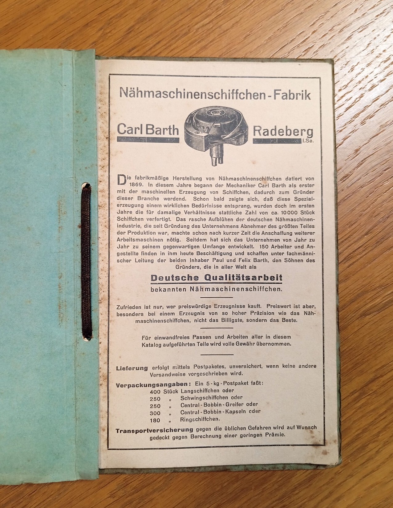 Nähmaschinenschiffchen-Fabrik Carl Barth, Radeberg [Fabbrica di navette per macchine da …