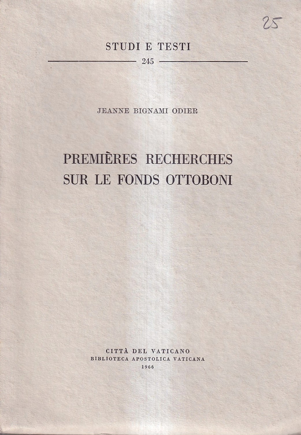 Premières recherches sur le fonds Ottoboni