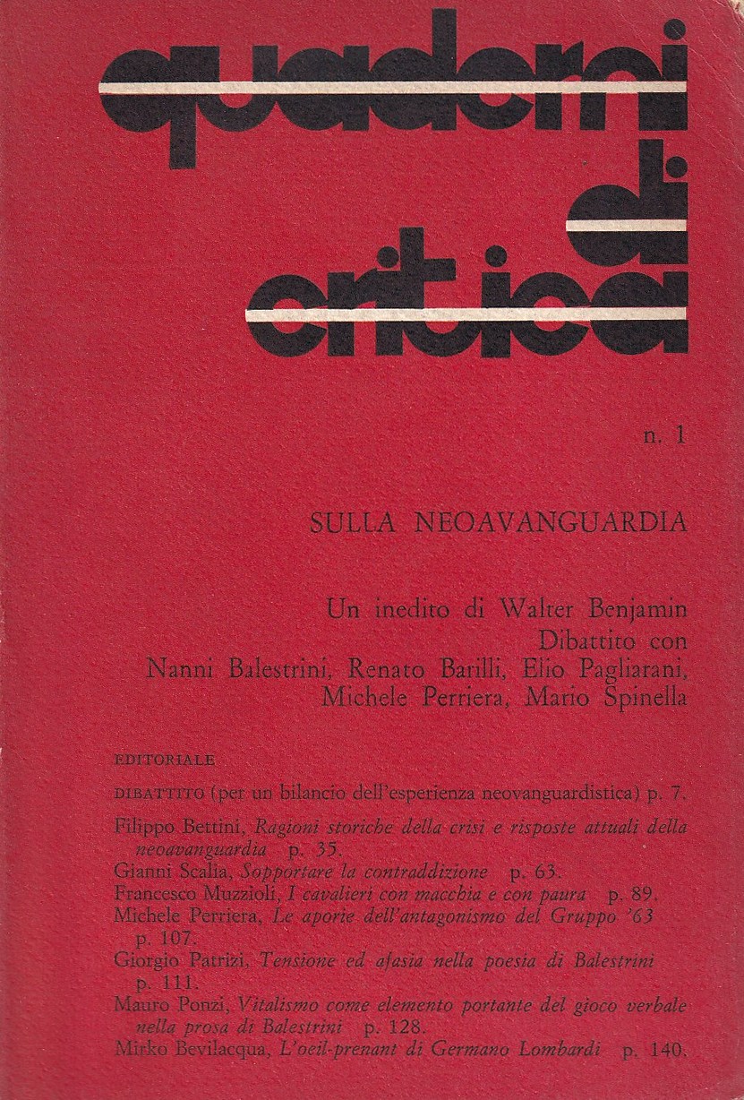 Quaderni di Critica 1. Sulla Neoavanguardia