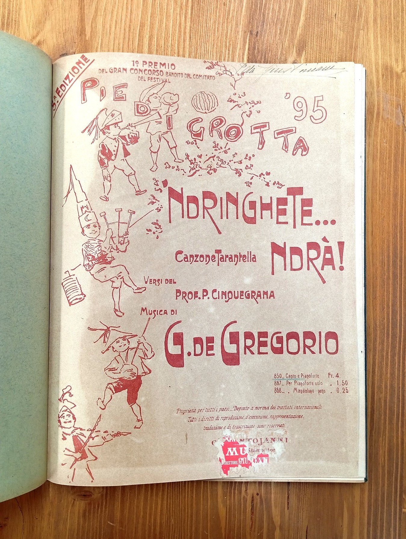 Raccolta di spartiti musicali di arie e canti popolari italiani …