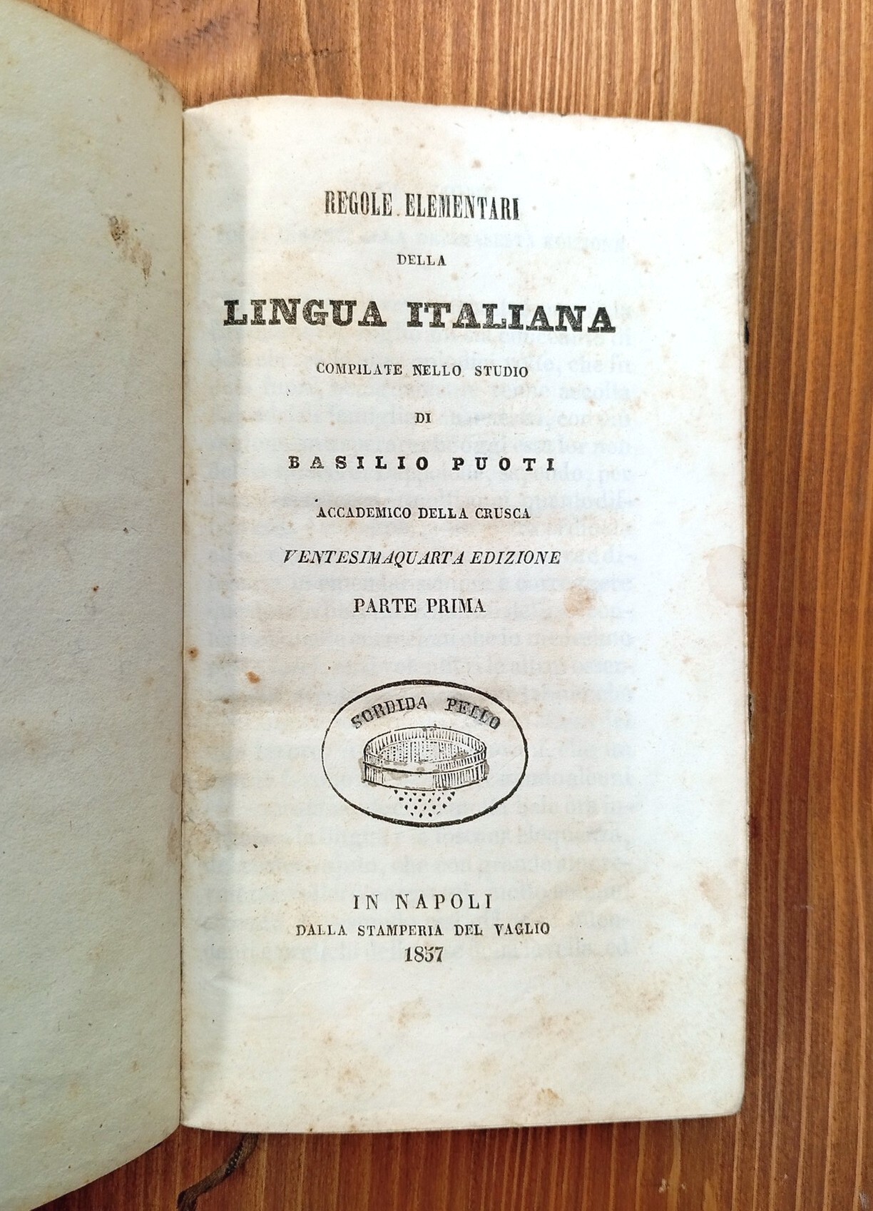 Regole Elementari della Lingua Italiana compilate nello studio di Basilio …