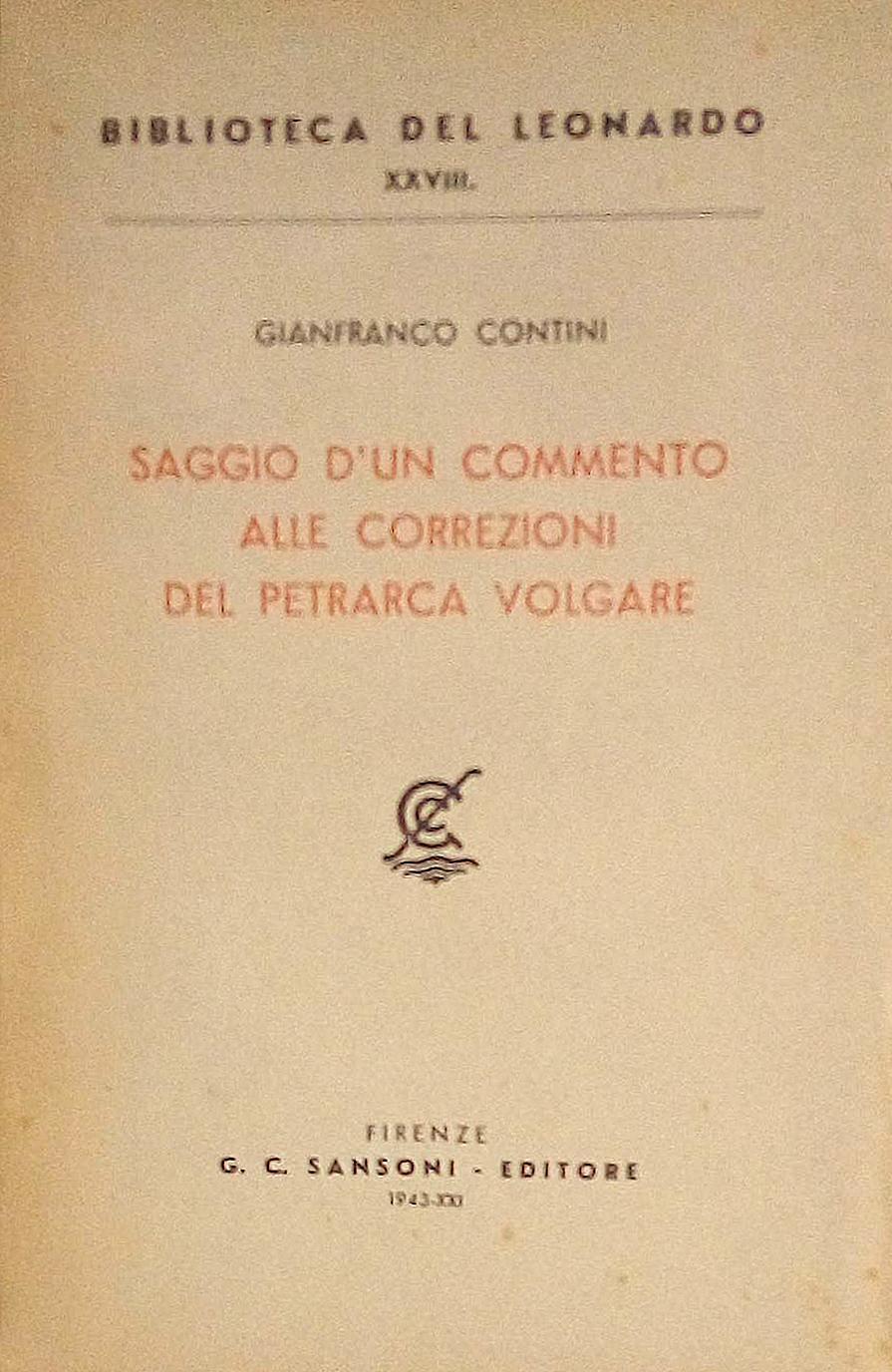 Saggio d'un commento alle correzioni del Petrarca volgare