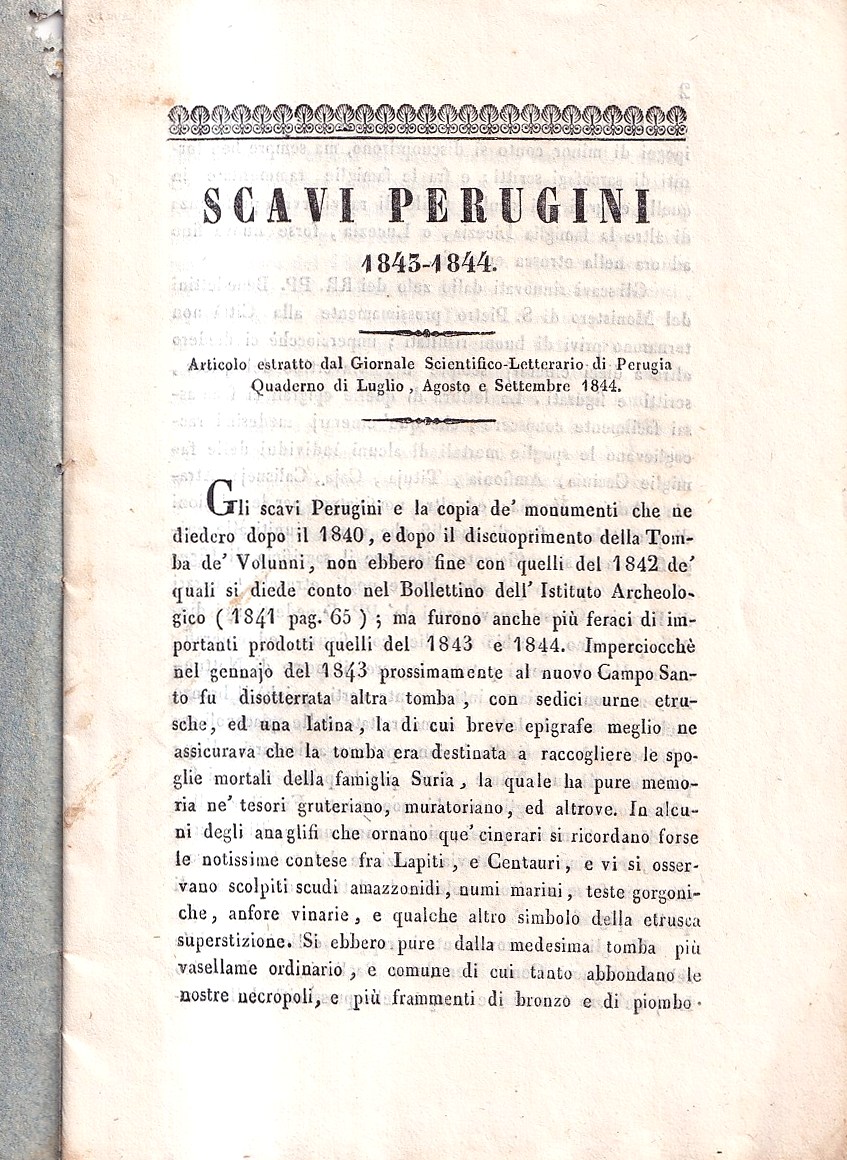 Scavi perugini 1843-1844